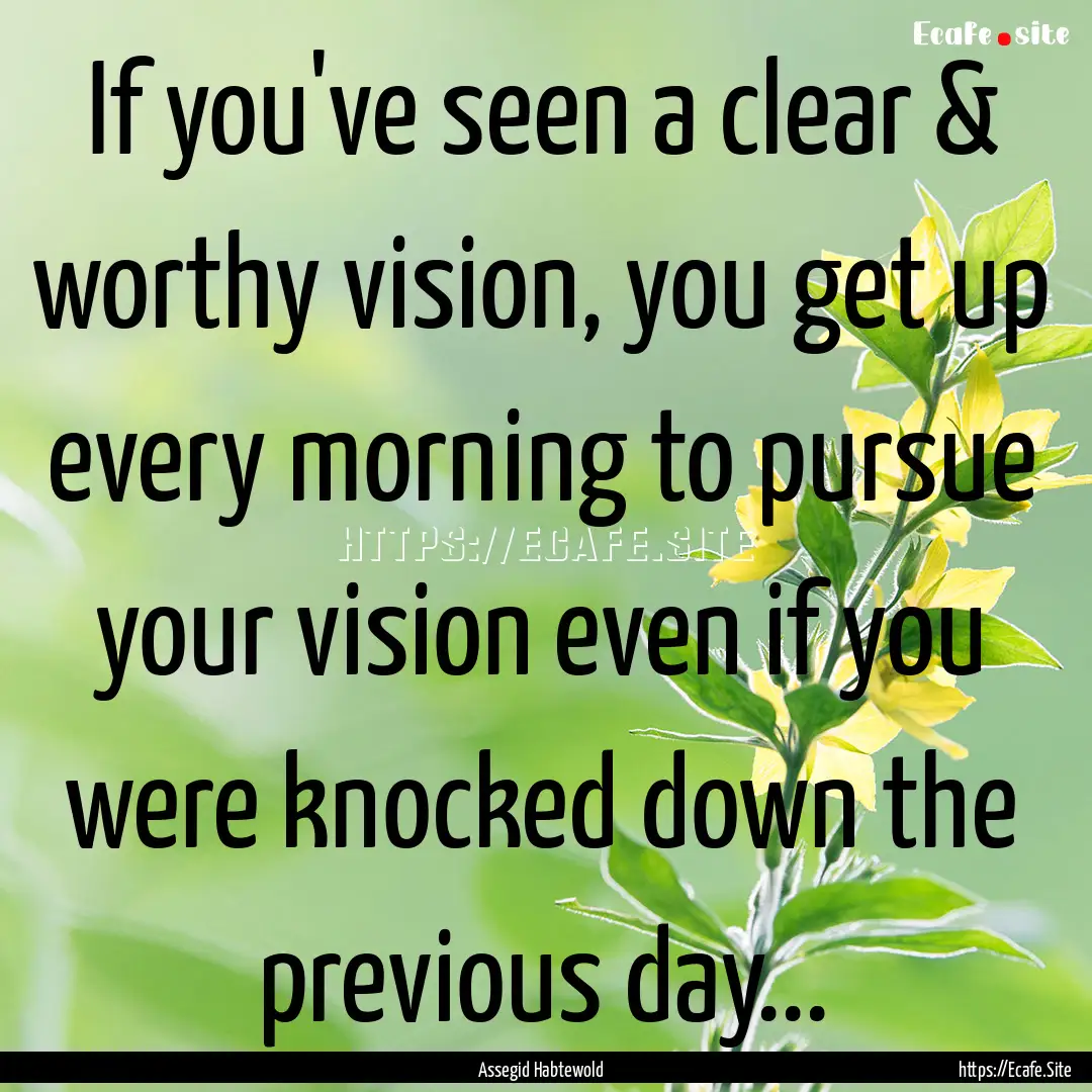 If you've seen a clear & worthy vision, you.... : Quote by Assegid Habtewold