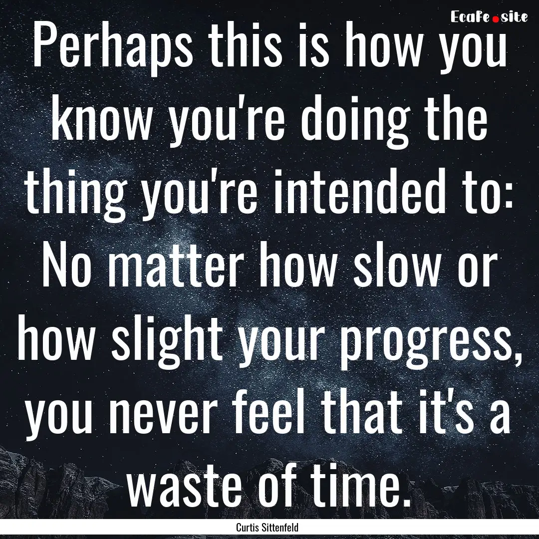 Perhaps this is how you know you're doing.... : Quote by Curtis Sittenfeld