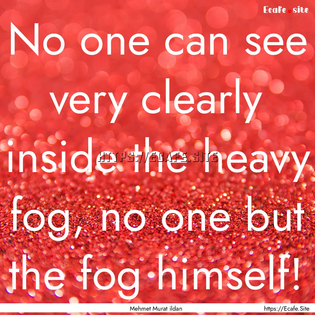 No one can see very clearly inside the heavy.... : Quote by Mehmet Murat ildan