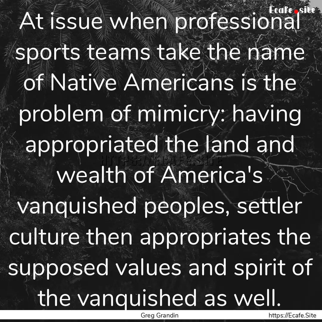 At issue when professional sports teams take.... : Quote by Greg Grandin