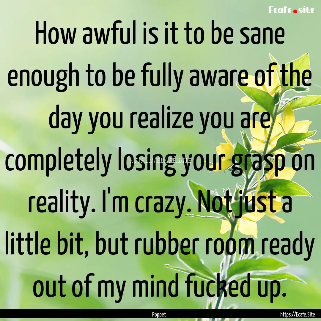 How awful is it to be sane enough to be fully.... : Quote by Poppet