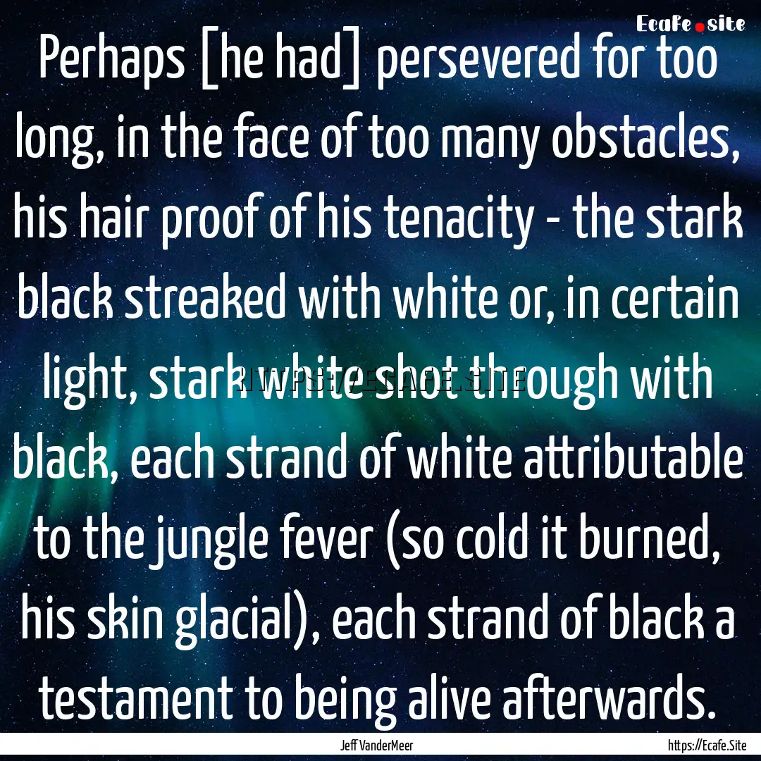 Perhaps [he had] persevered for too long,.... : Quote by Jeff VanderMeer