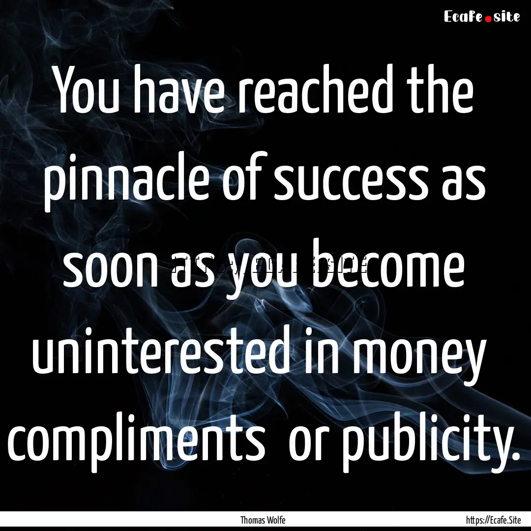 You have reached the pinnacle of success.... : Quote by Thomas Wolfe