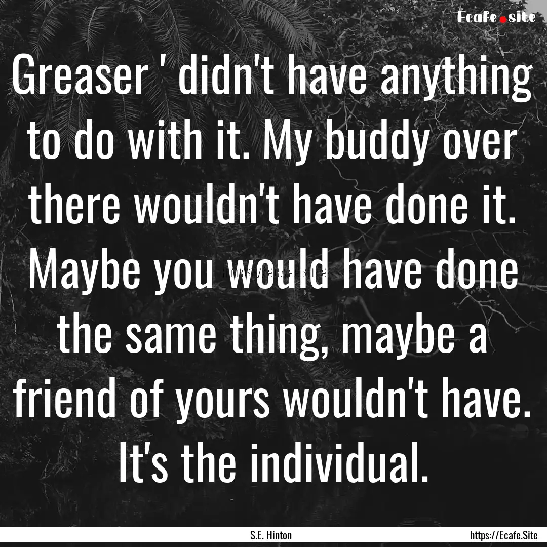 Greaser ' didn't have anything to do with.... : Quote by S.E. Hinton