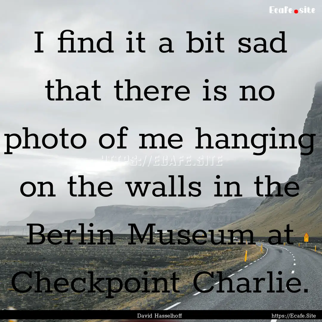 I find it a bit sad that there is no photo.... : Quote by David Hasselhoff