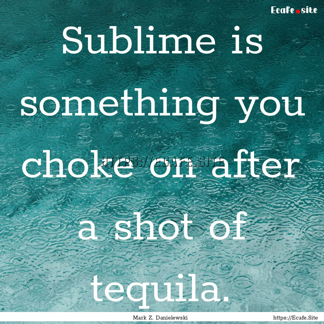 Sublime is something you choke on after a.... : Quote by Mark Z. Danielewski