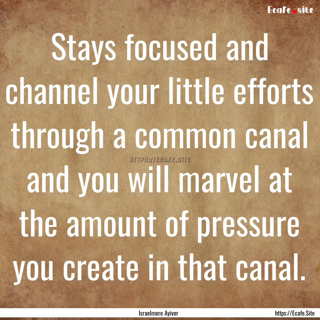 Stays focused and channel your little efforts.... : Quote by Israelmore Ayivor