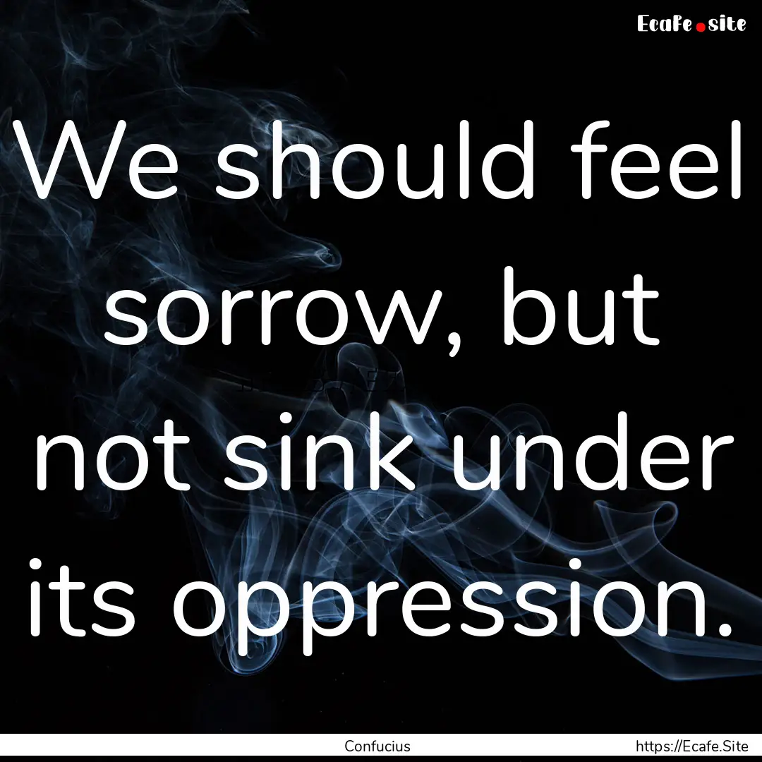 We should feel sorrow, but not sink under.... : Quote by Confucius