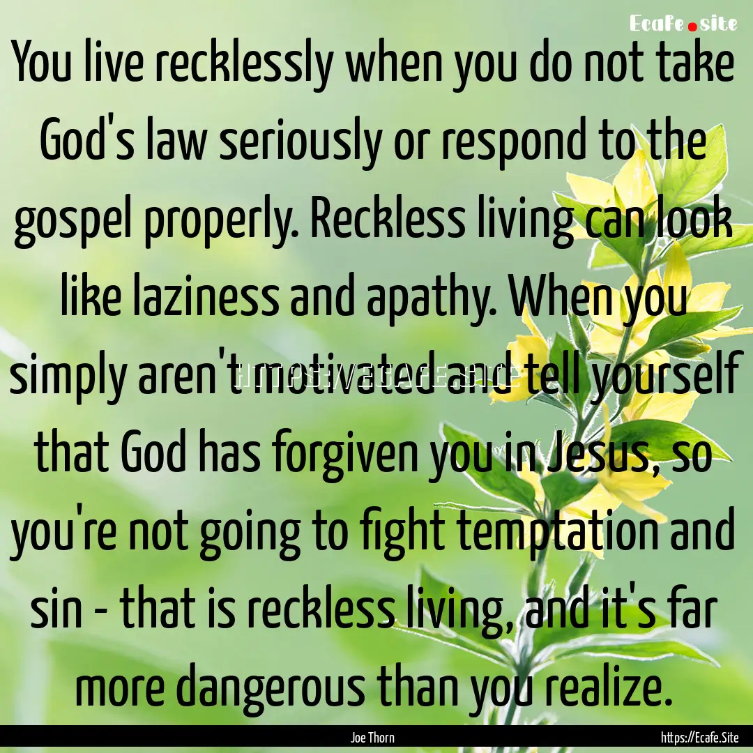 You live recklessly when you do not take.... : Quote by Joe Thorn