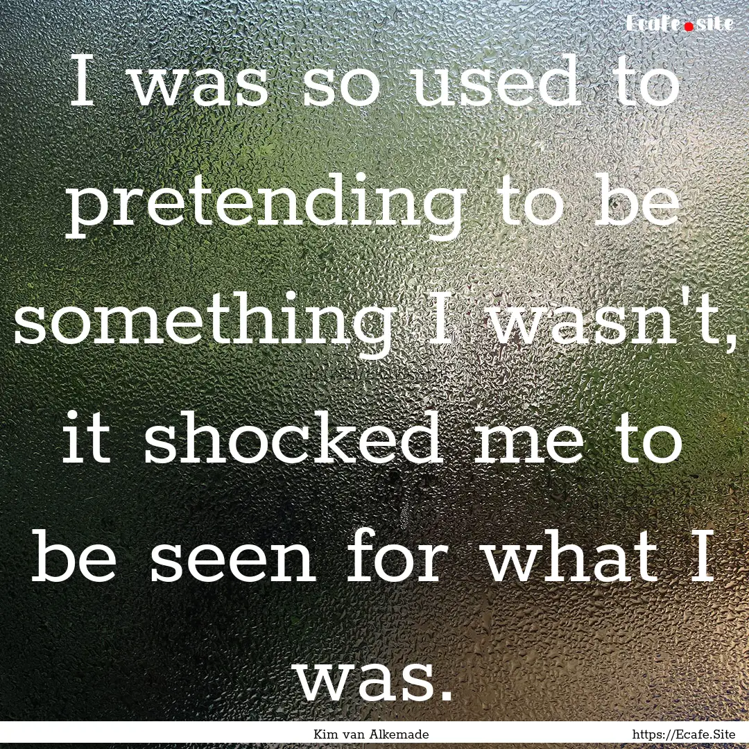 I was so used to pretending to be something.... : Quote by Kim van Alkemade