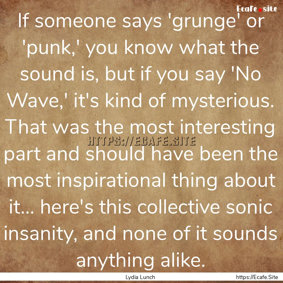 If someone says 'grunge' or 'punk,' you know.... : Quote by Lydia Lunch