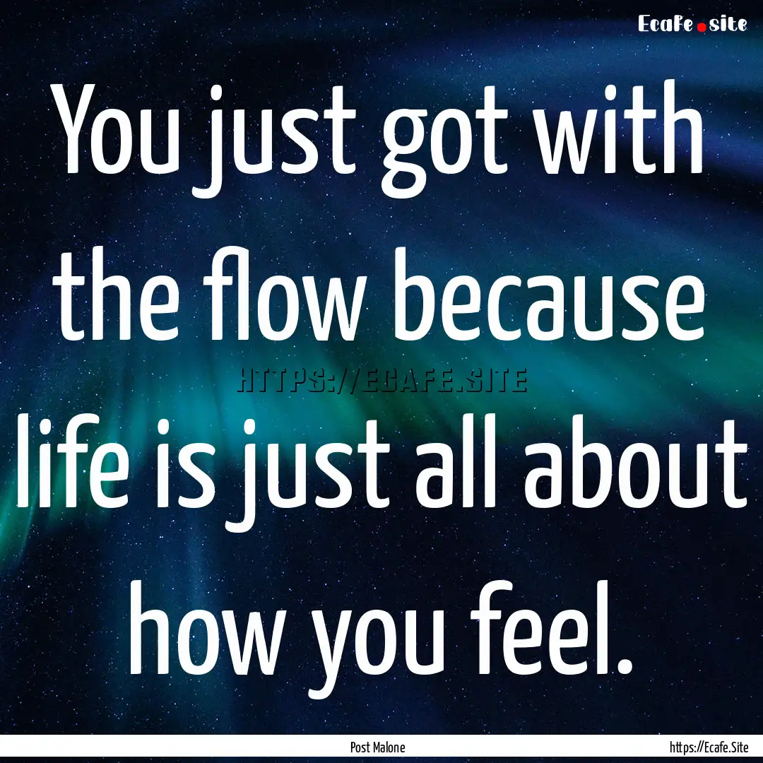 You just got with the flow because life is.... : Quote by Post Malone