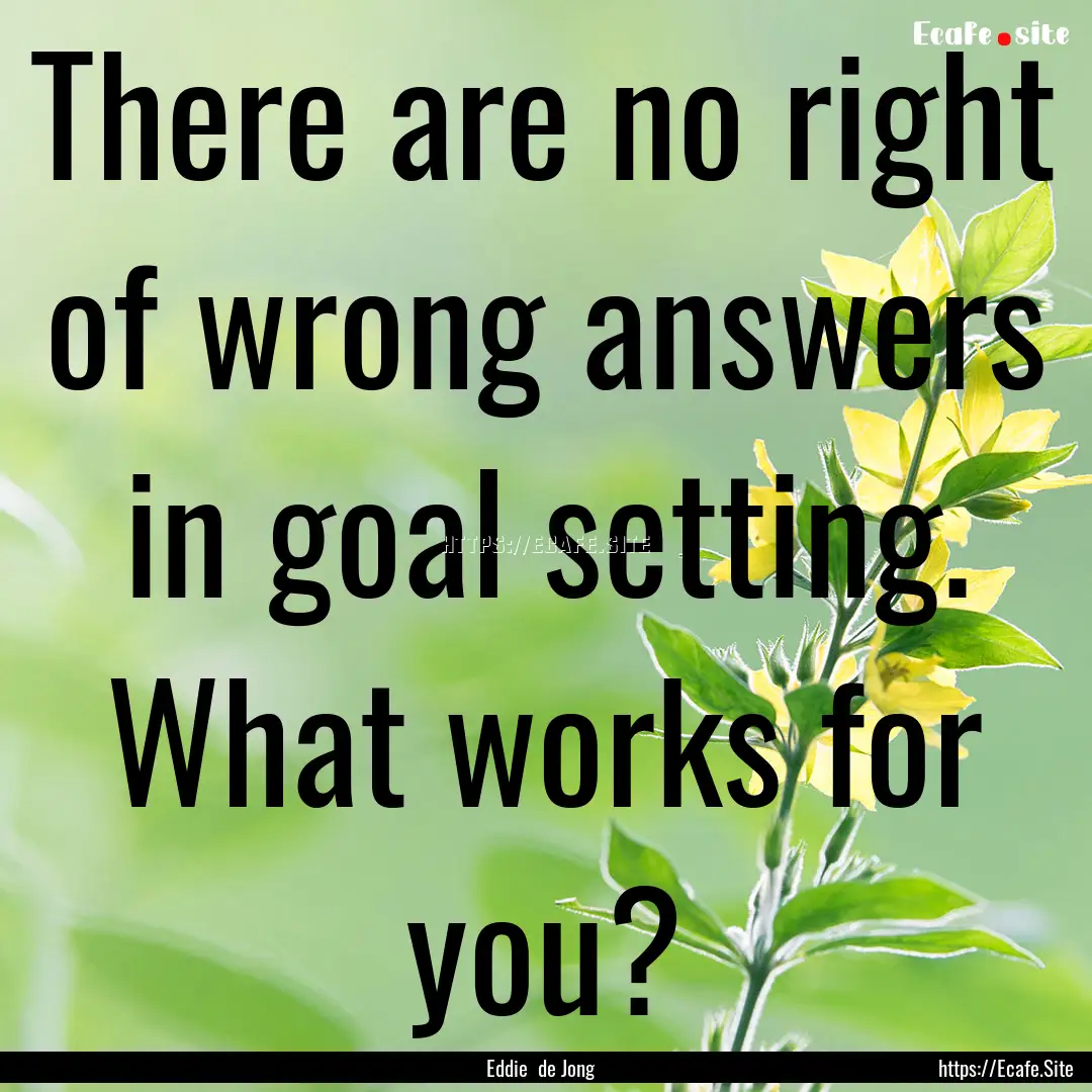 There are no right of wrong answers in goal.... : Quote by Eddie de Jong