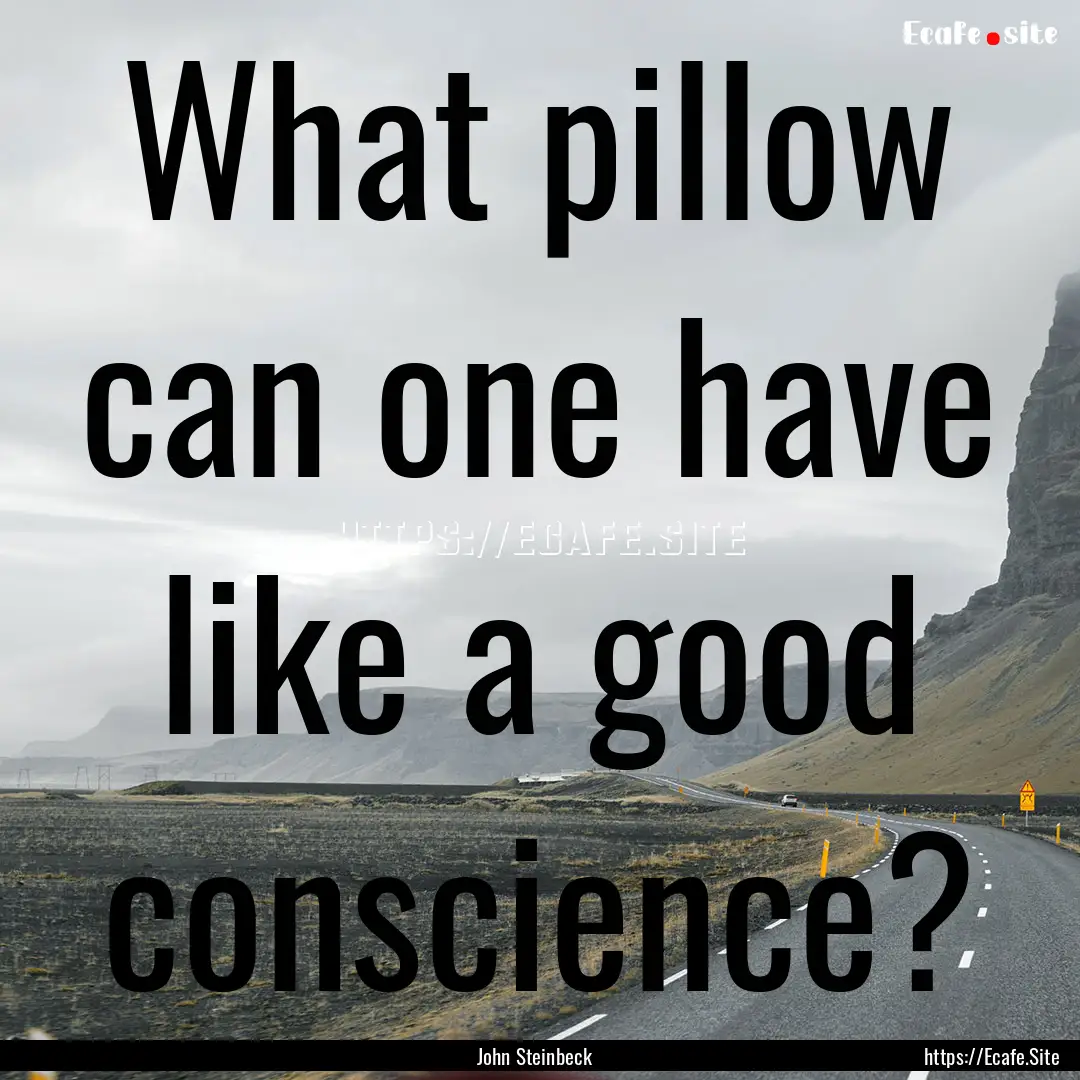 What pillow can one have like a good conscience?.... : Quote by John Steinbeck