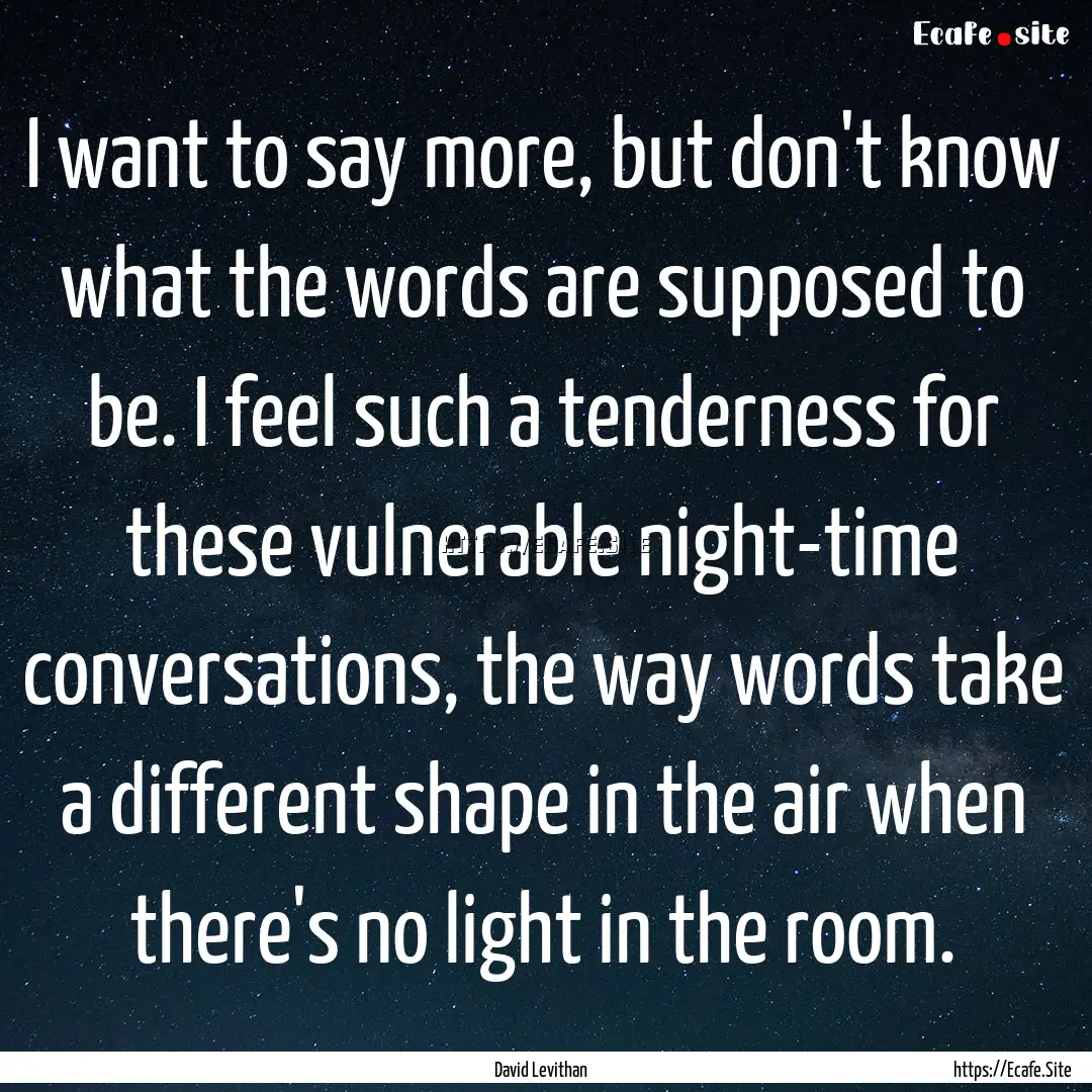 I want to say more, but don't know what the.... : Quote by David Levithan