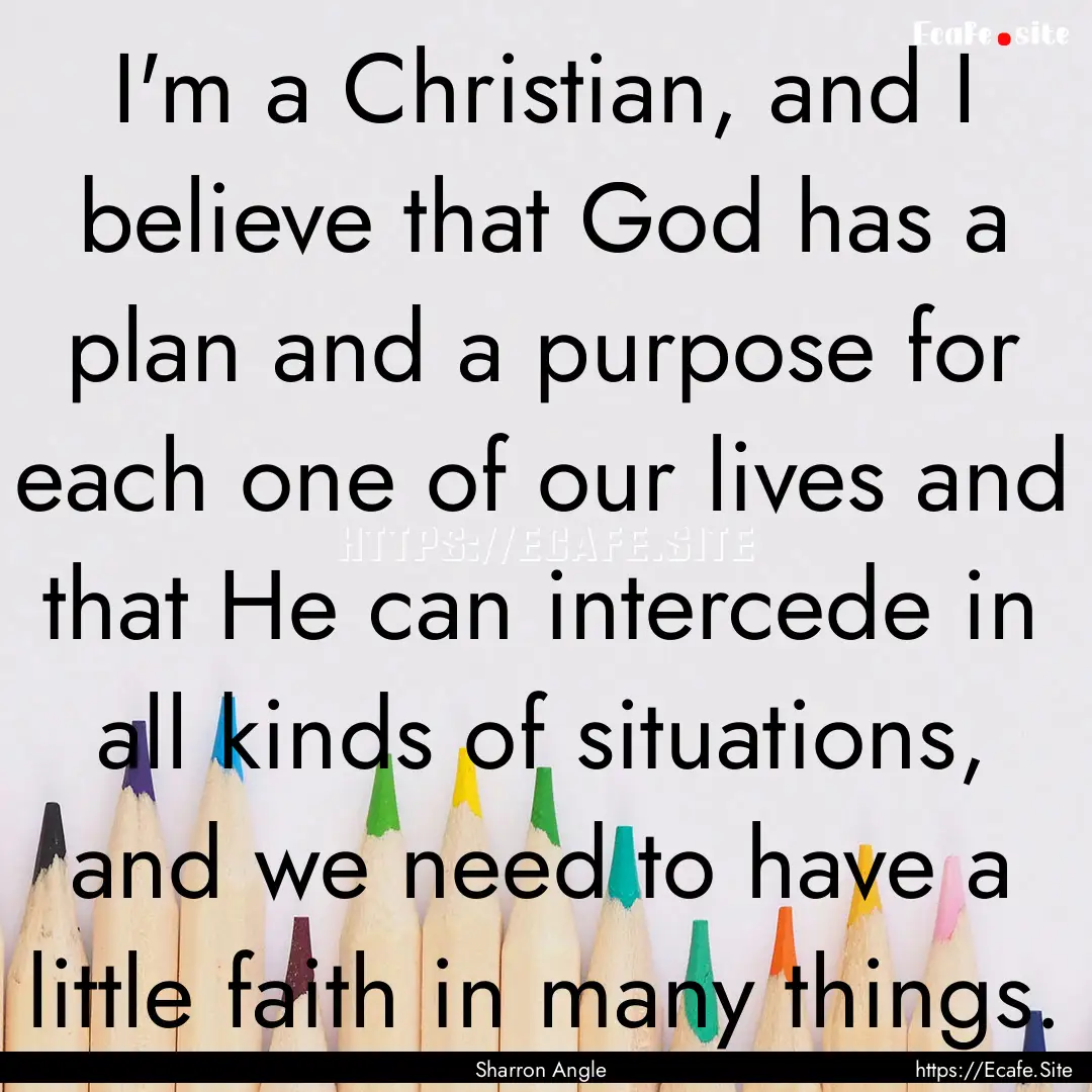 I'm a Christian, and I believe that God has.... : Quote by Sharron Angle