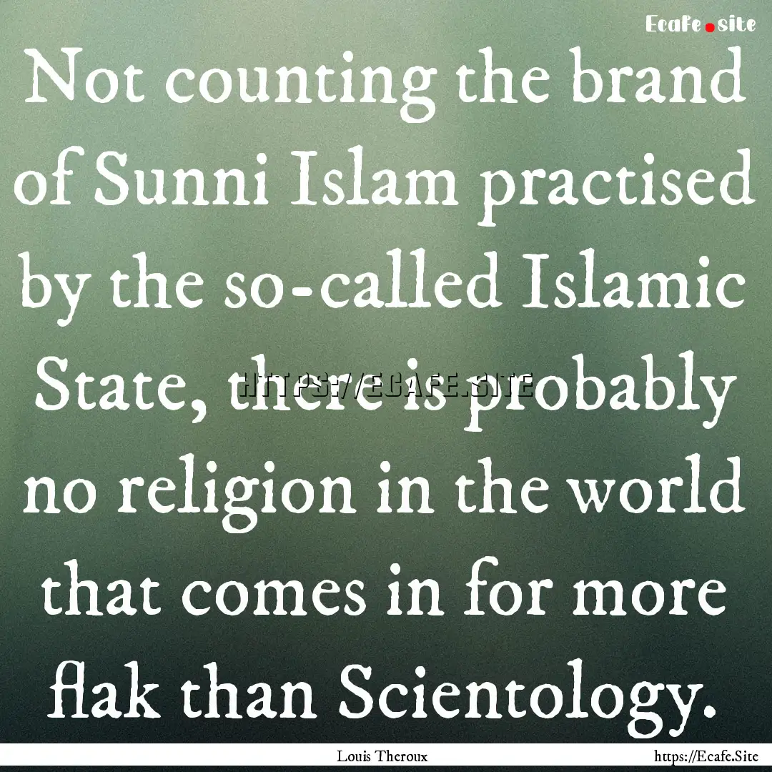 Not counting the brand of Sunni Islam practised.... : Quote by Louis Theroux