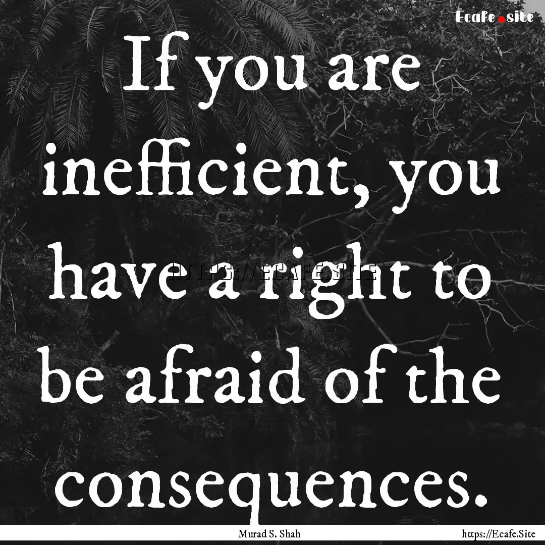 If you are inefficient, you have a right.... : Quote by Murad S. Shah