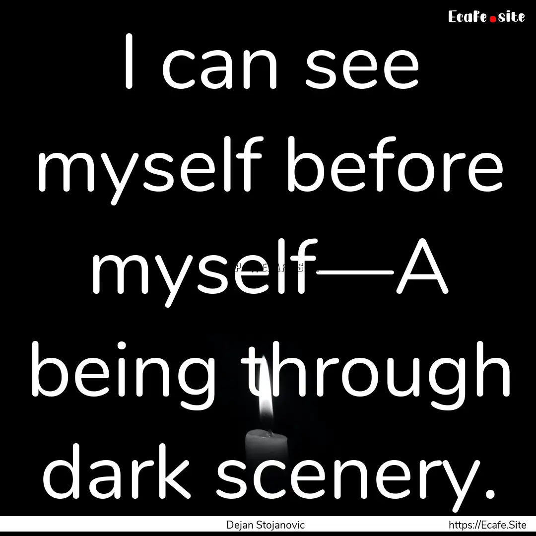 I can see myself before myself—A being.... : Quote by Dejan Stojanovic