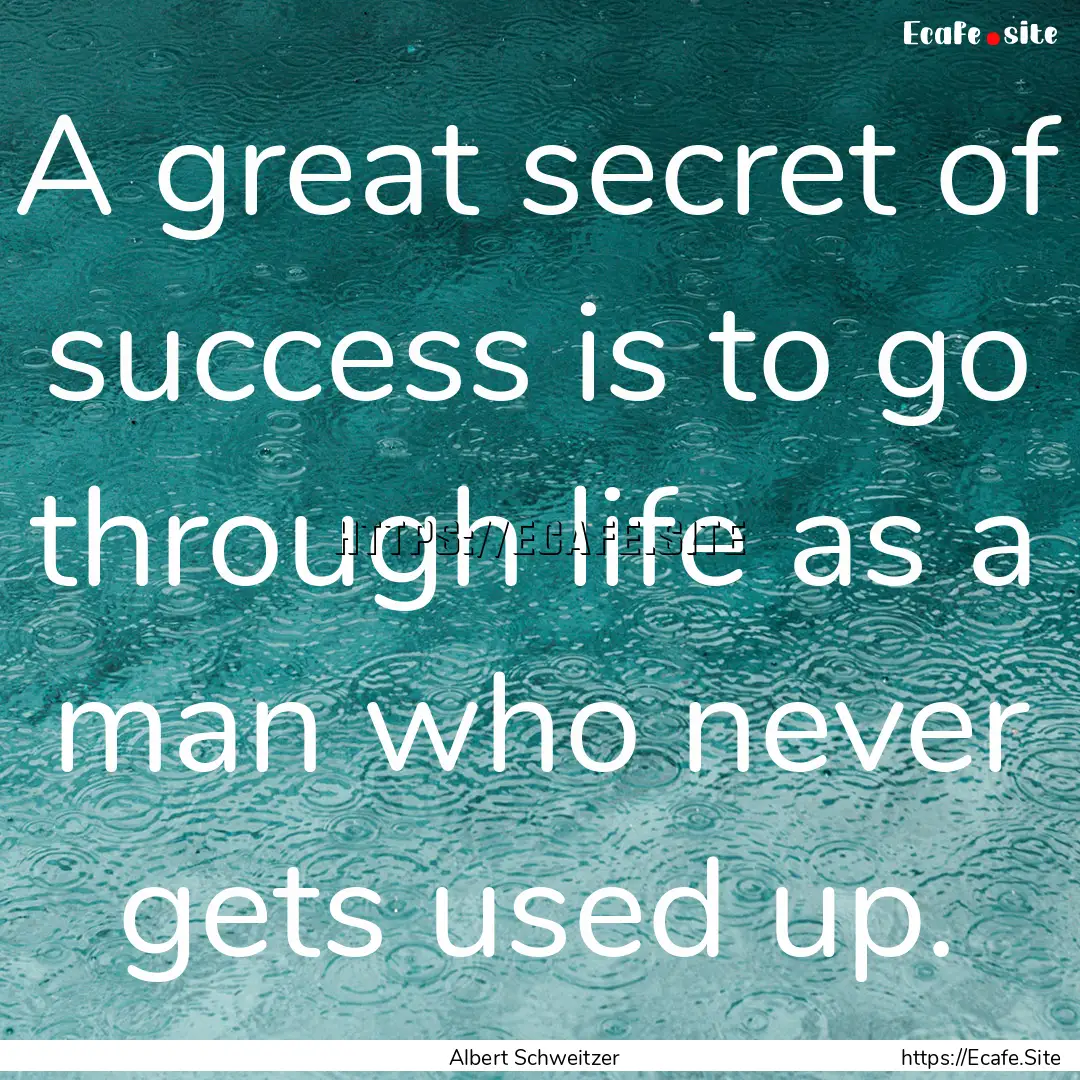 A great secret of success is to go through.... : Quote by Albert Schweitzer