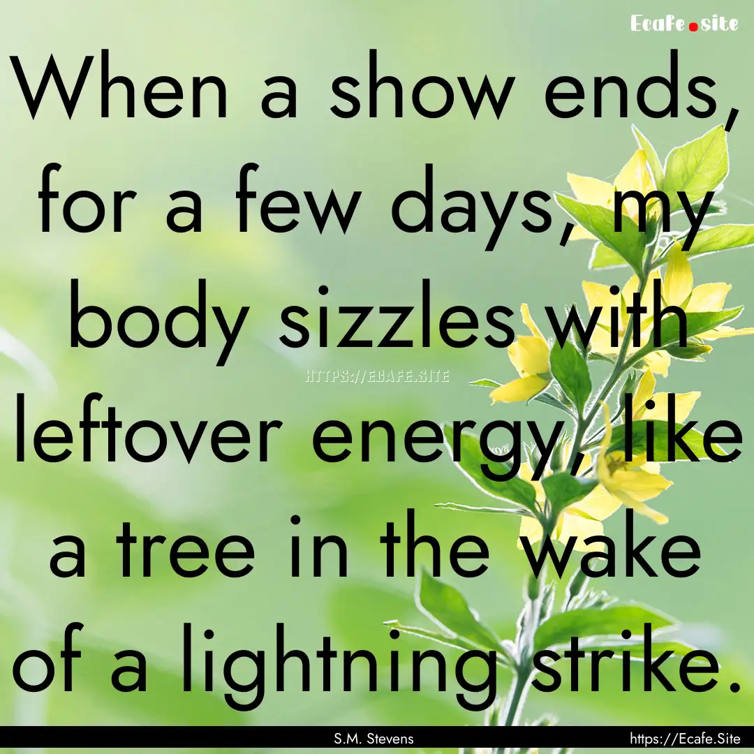 When a show ends, for a few days, my body.... : Quote by S.M. Stevens