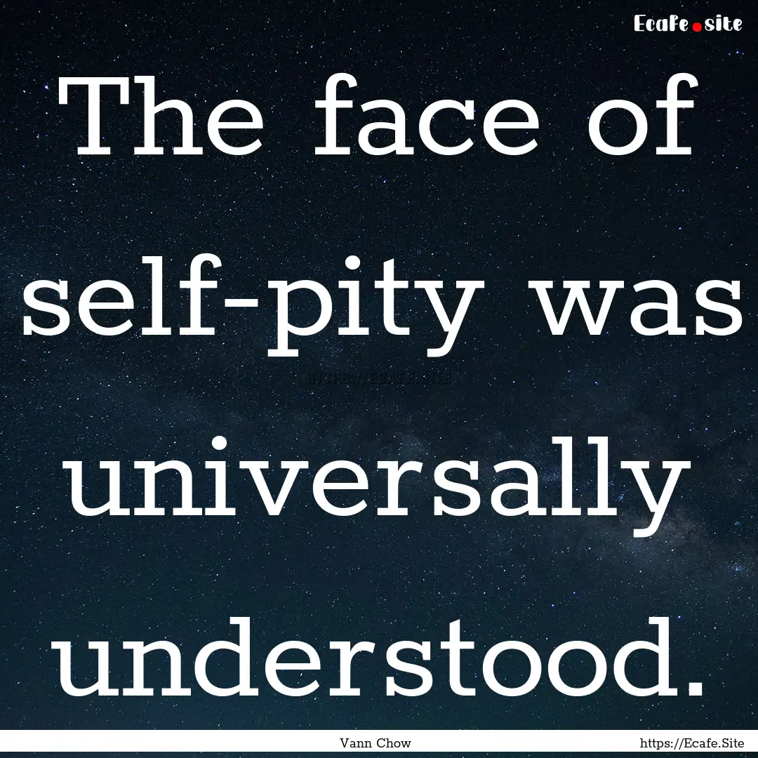 The face of self-pity was universally understood..... : Quote by Vann Chow