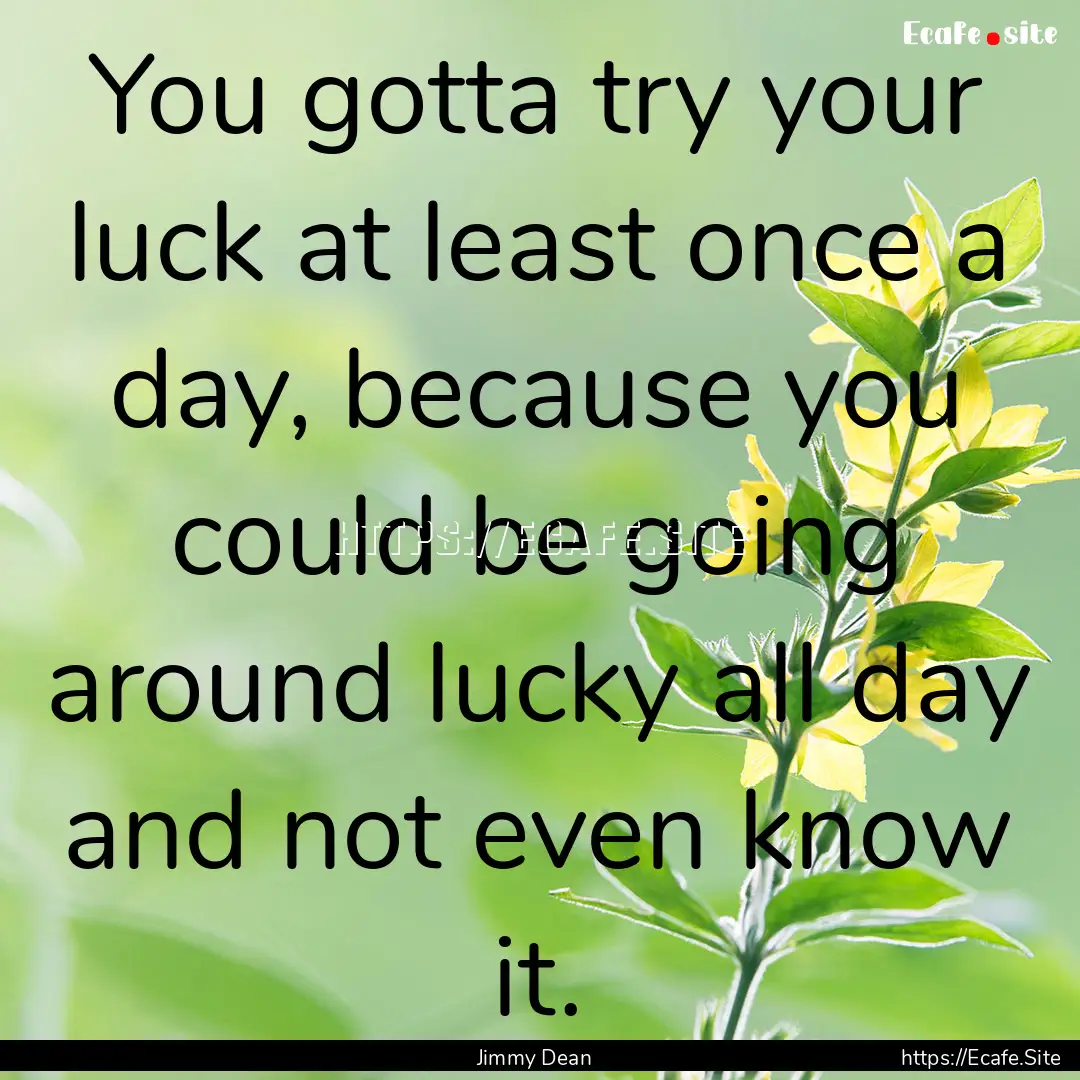 You gotta try your luck at least once a day,.... : Quote by Jimmy Dean