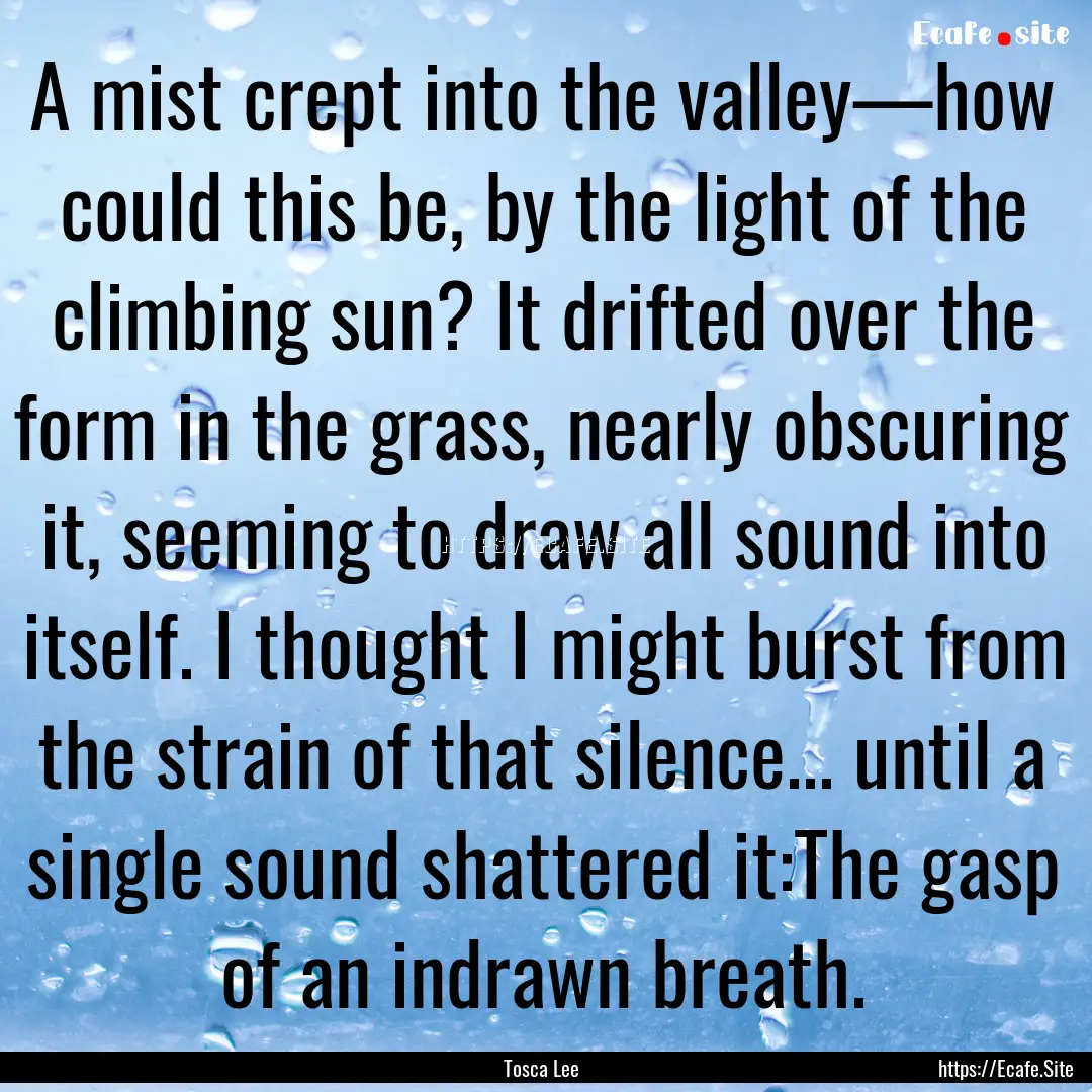 A mist crept into the valley—how could.... : Quote by Tosca Lee