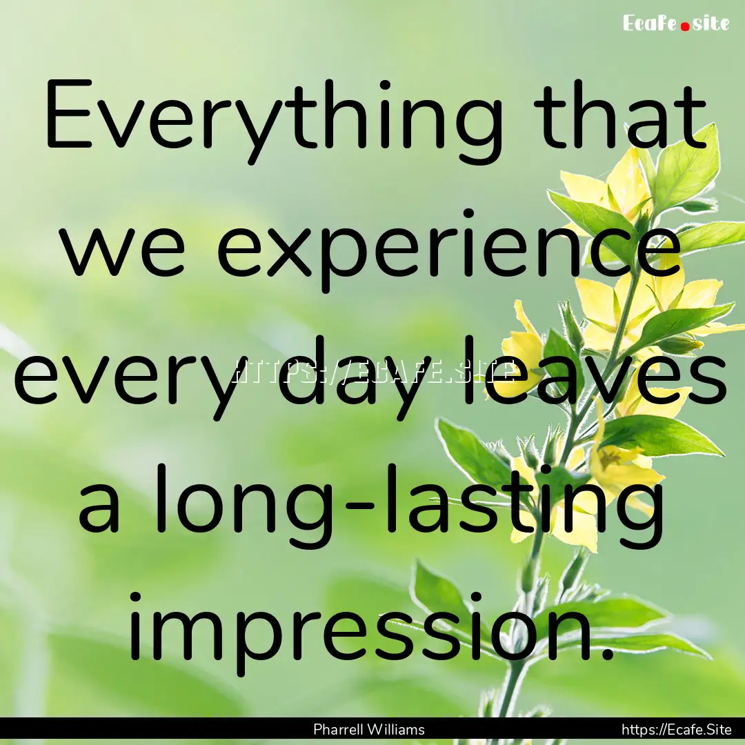 Everything that we experience every day leaves.... : Quote by Pharrell Williams