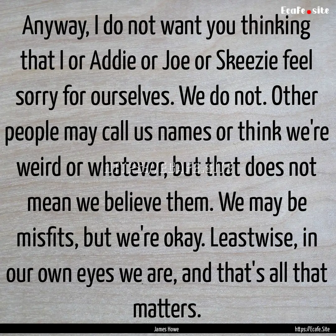 Anyway, I do not want you thinking that I.... : Quote by James Howe