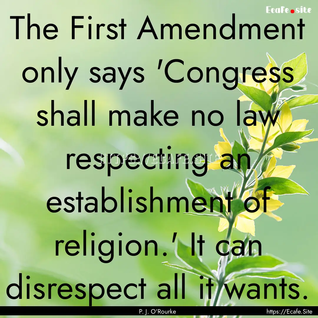 The First Amendment only says 'Congress shall.... : Quote by P. J. O'Rourke