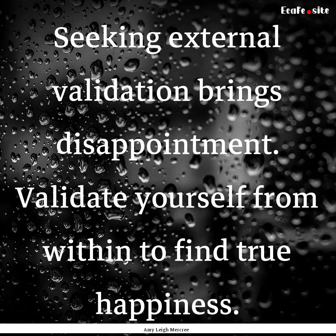 Seeking external validation brings disappointment..... : Quote by Amy Leigh Mercree