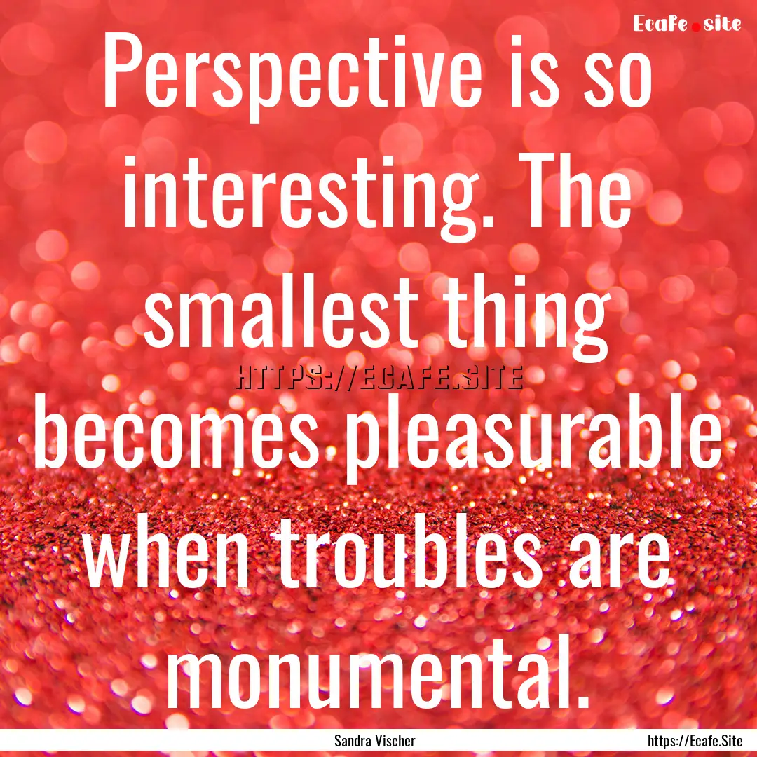 Perspective is so interesting. The smallest.... : Quote by Sandra Vischer