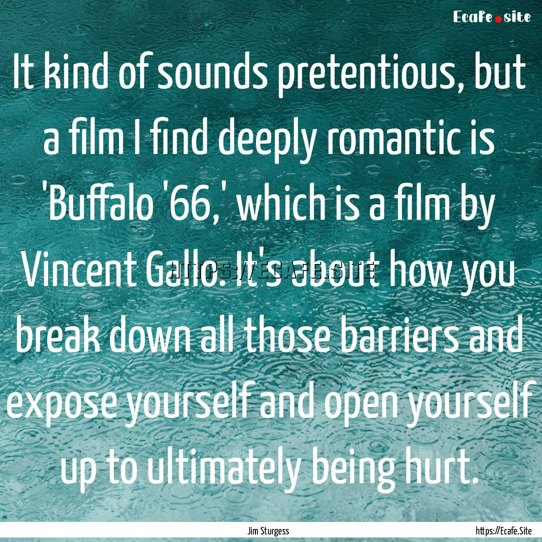 It kind of sounds pretentious, but a film.... : Quote by Jim Sturgess