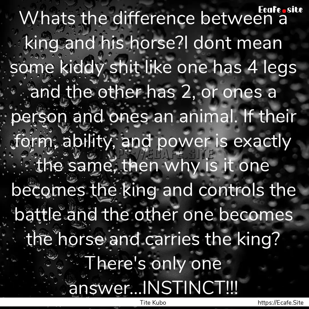 Whats the difference between a king and his.... : Quote by Tite Kubo