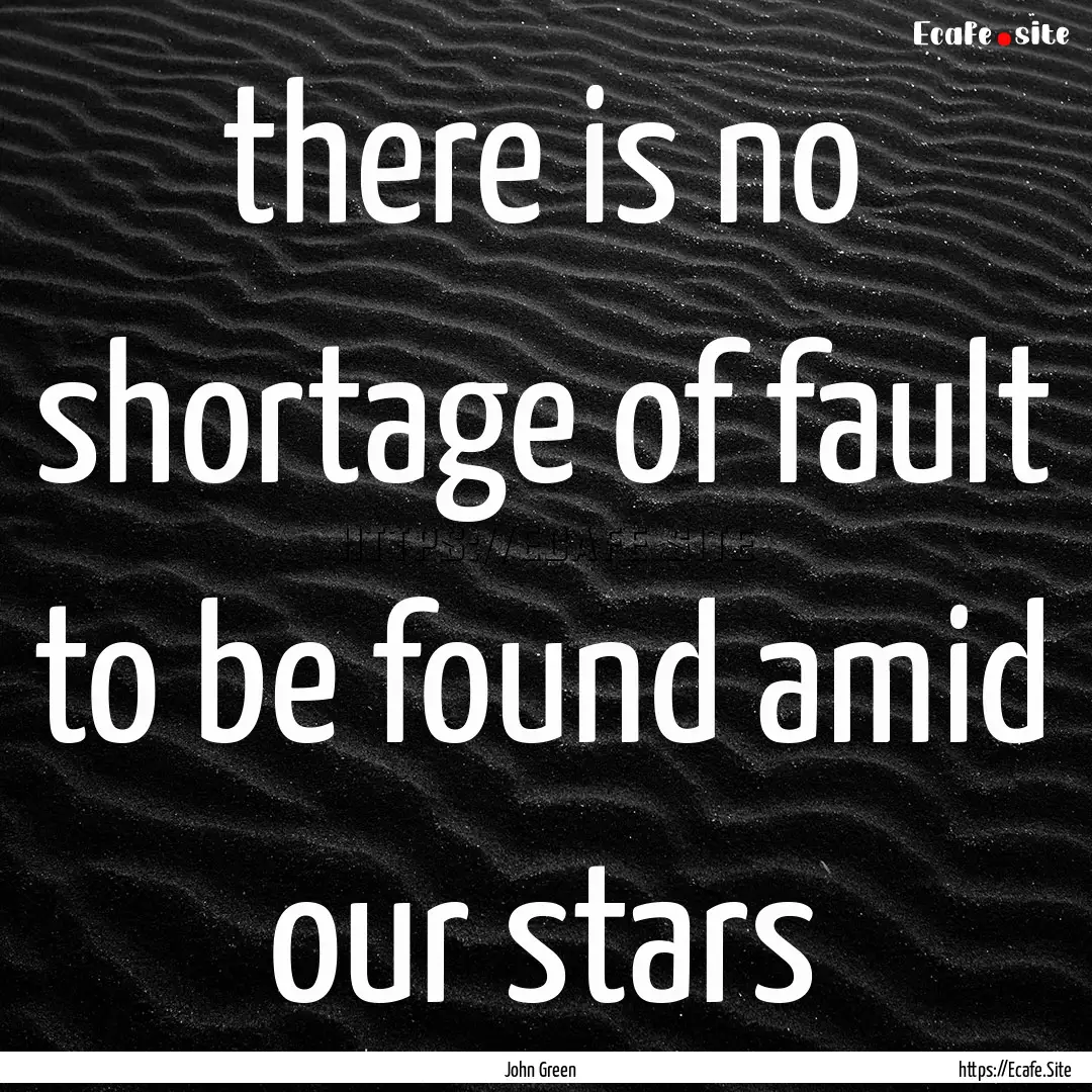 there is no shortage of fault to be found.... : Quote by John Green