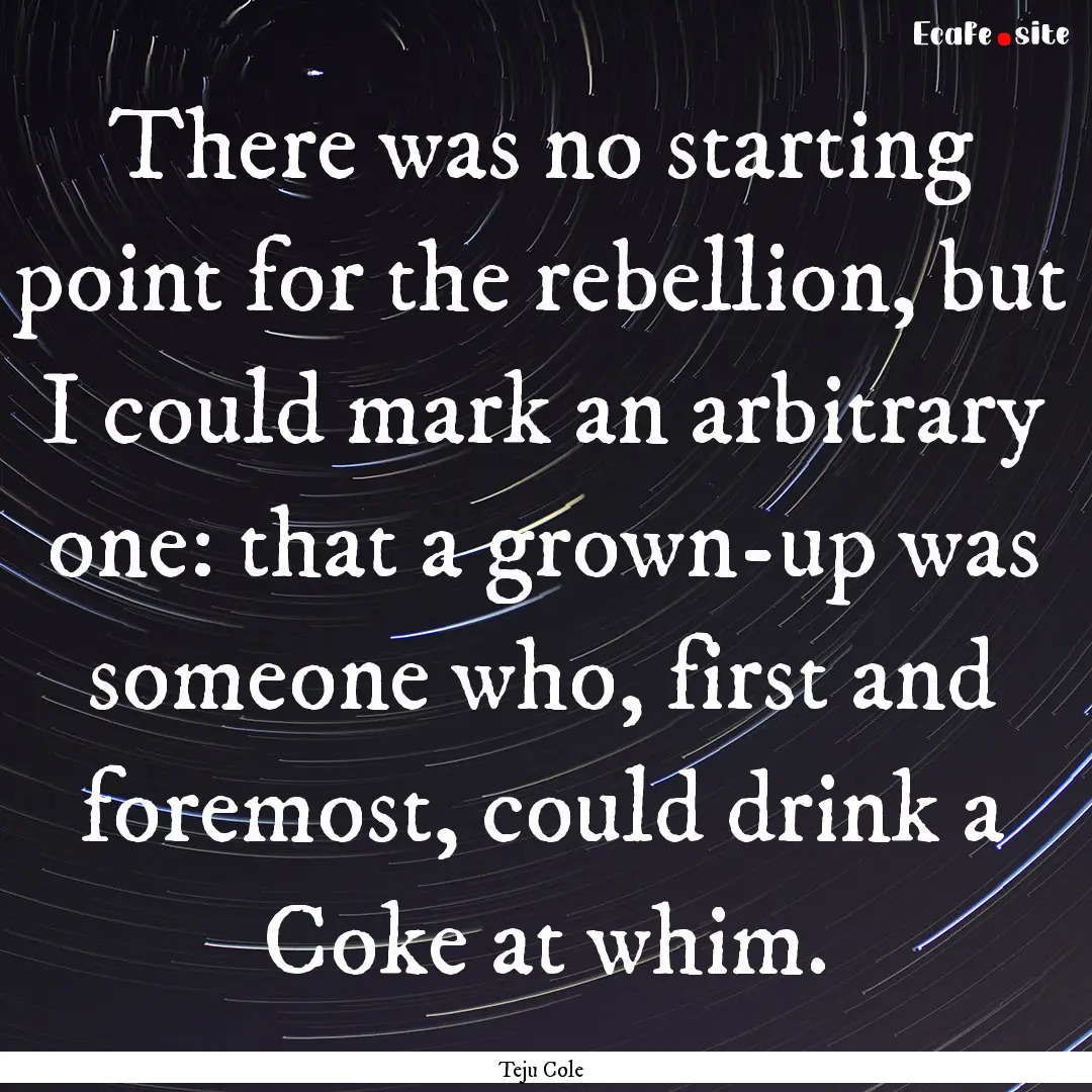 There was no starting point for the rebellion,.... : Quote by Teju Cole