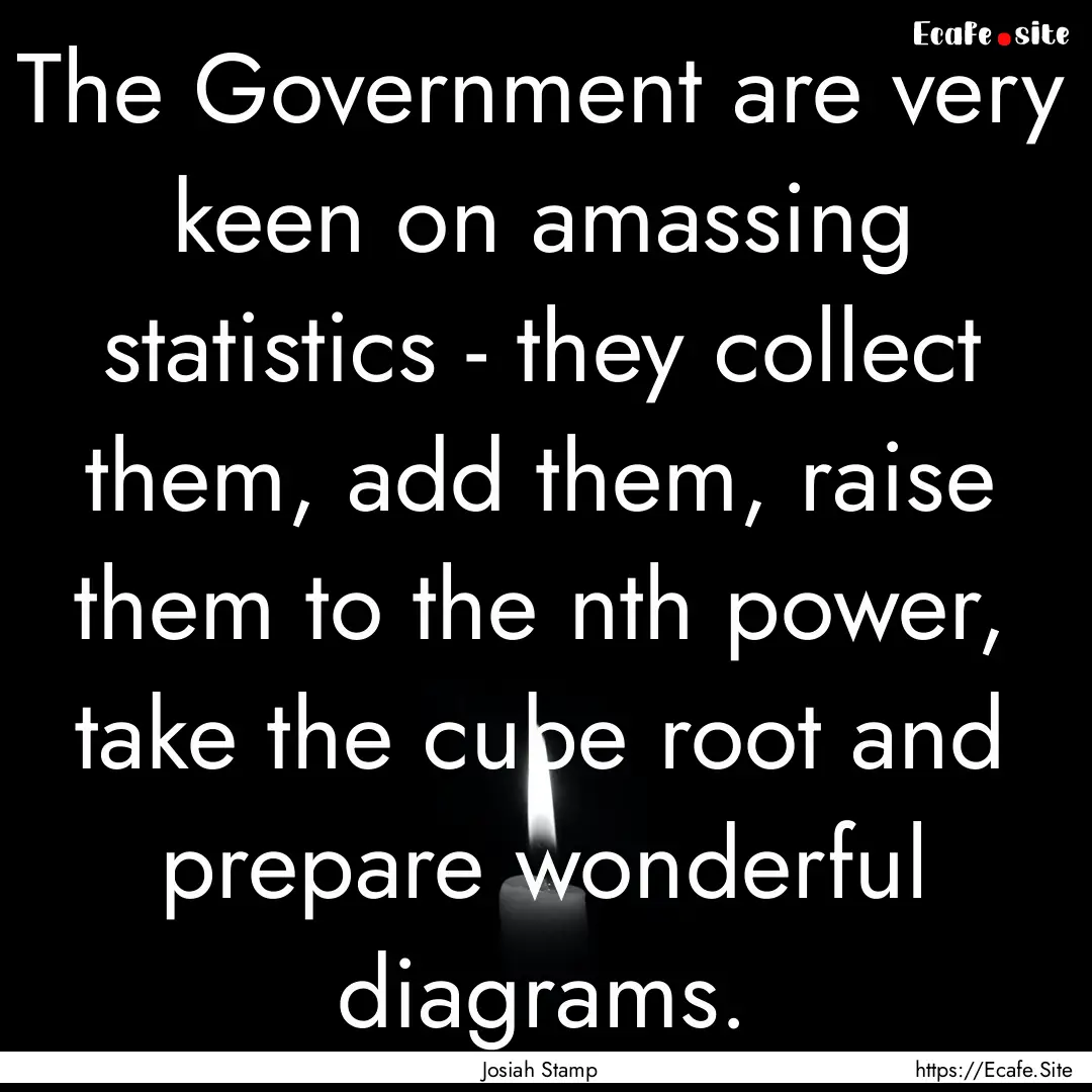 The Government are very keen on amassing.... : Quote by Josiah Stamp