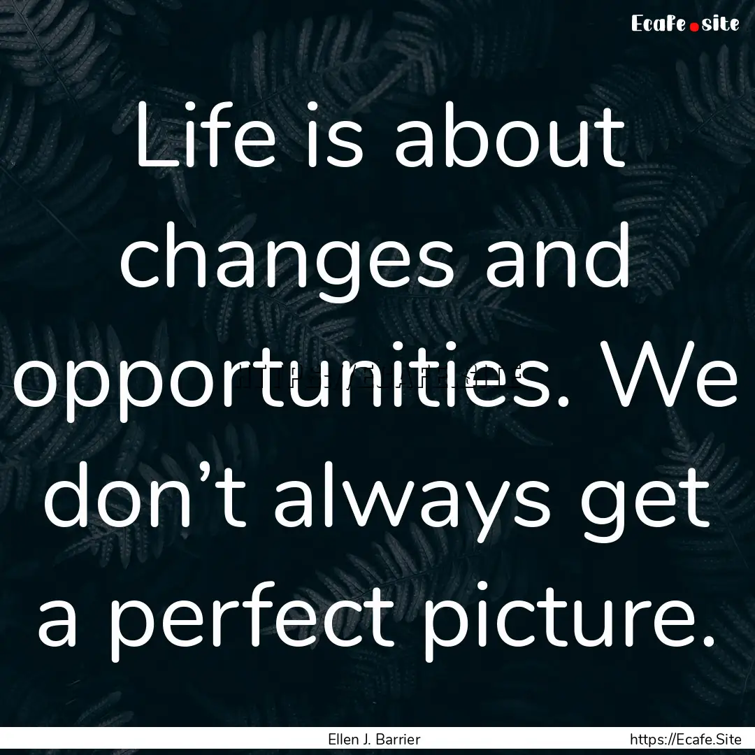 Life is about changes and opportunities..... : Quote by Ellen J. Barrier