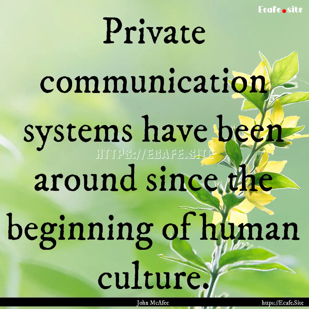 Private communication systems have been around.... : Quote by John McAfee