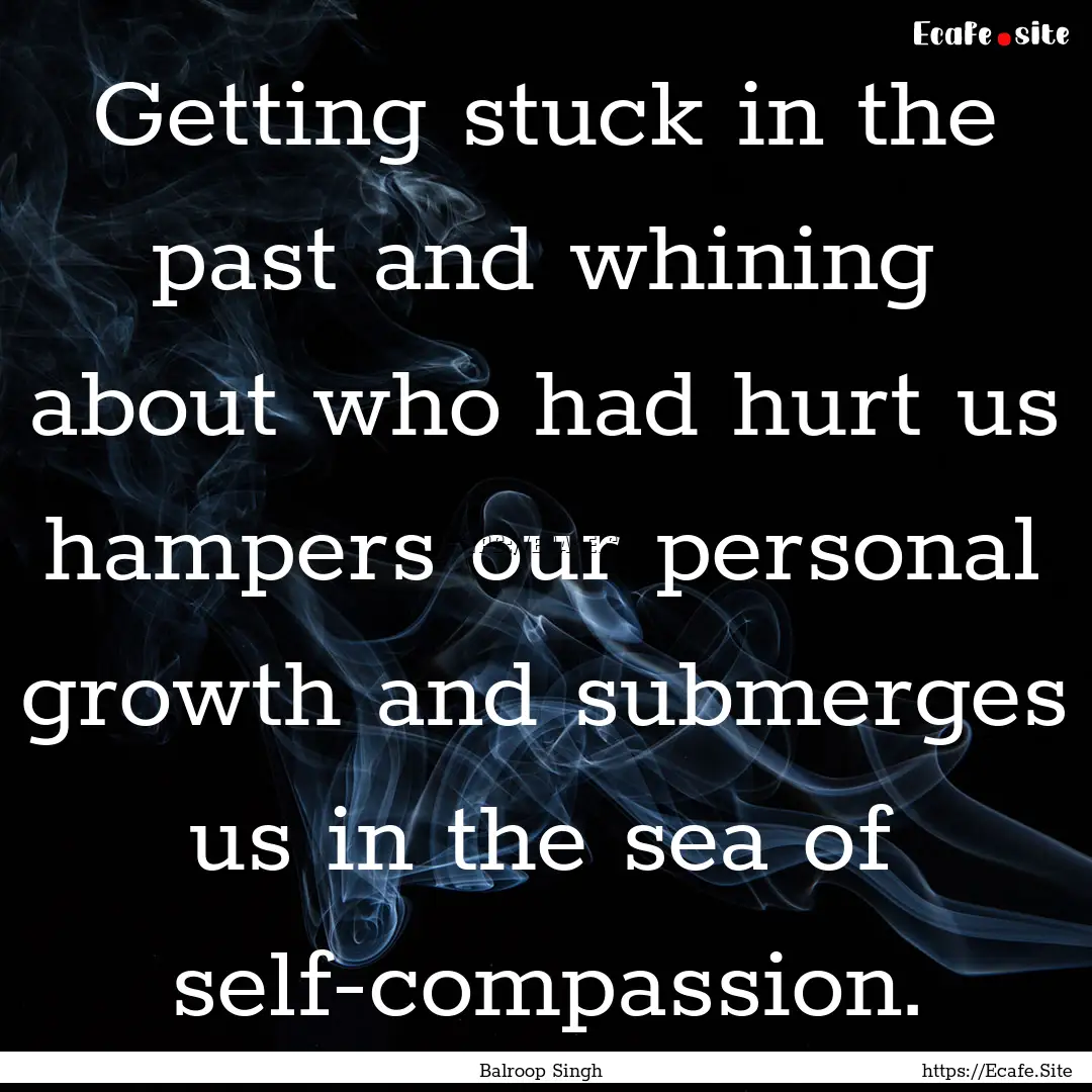 Getting stuck in the past and whining about.... : Quote by Balroop Singh