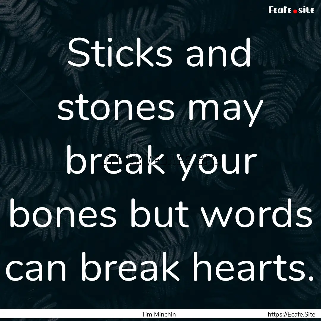 Sticks and stones may break your bones but.... : Quote by Tim Minchin