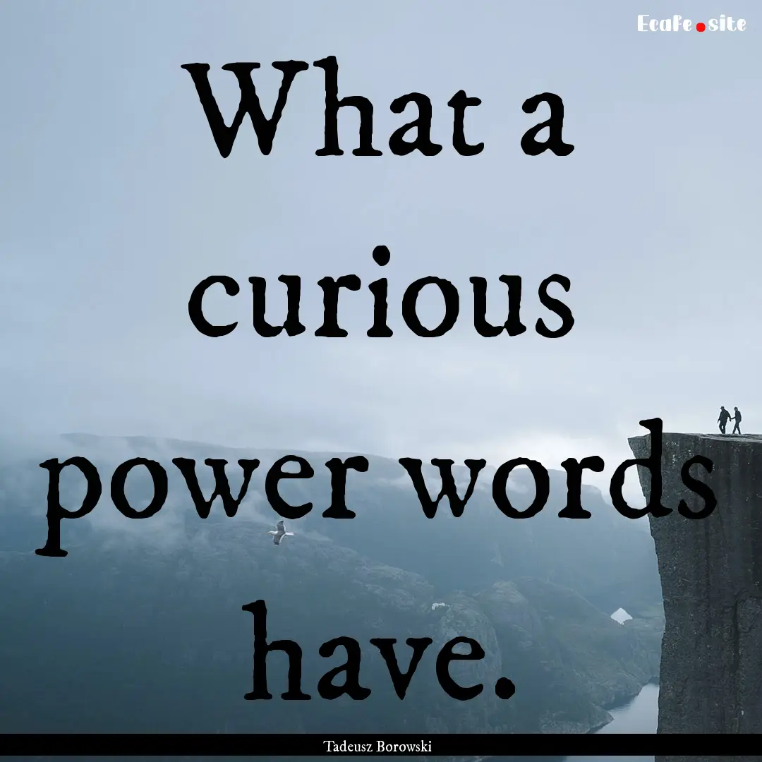 What a curious power words have. : Quote by Tadeusz Borowski