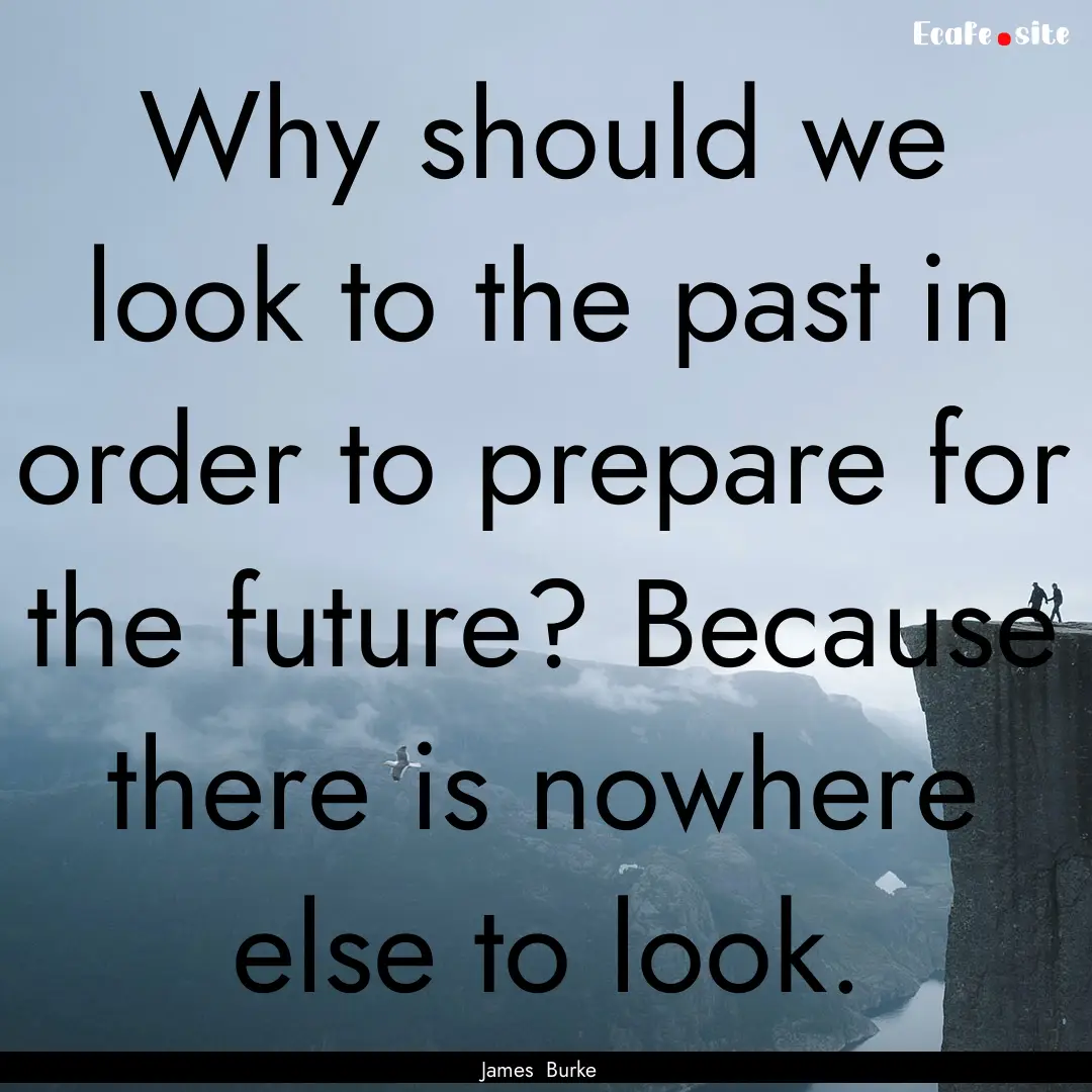 Why should we look to the past in order to.... : Quote by James Burke