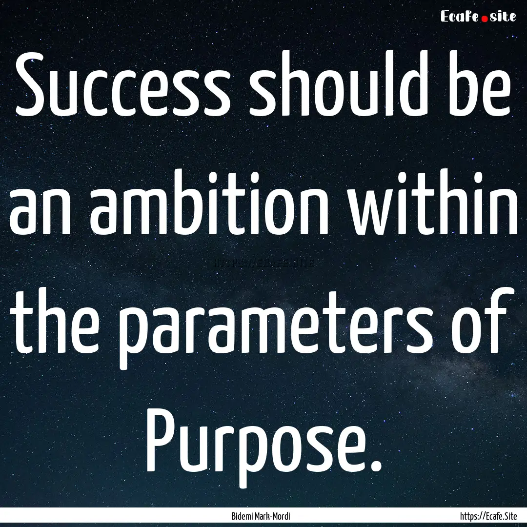 Success should be an ambition within the.... : Quote by Bidemi Mark-Mordi