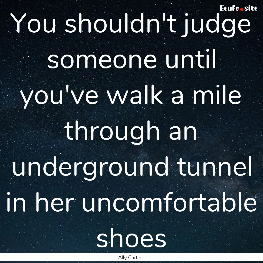 You shouldn't judge someone until you've.... : Quote by Ally Carter