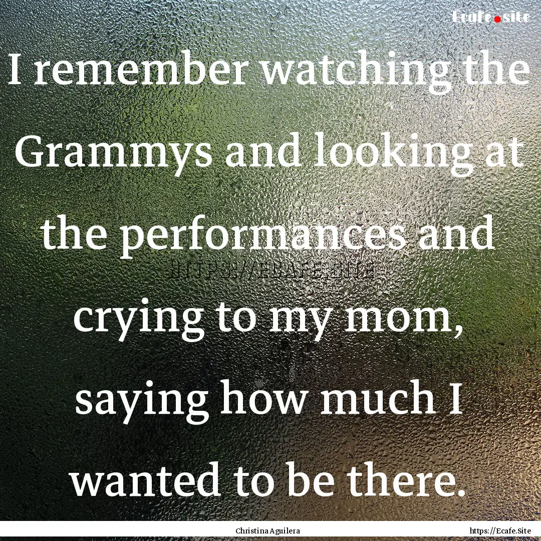 I remember watching the Grammys and looking.... : Quote by Christina Aguilera