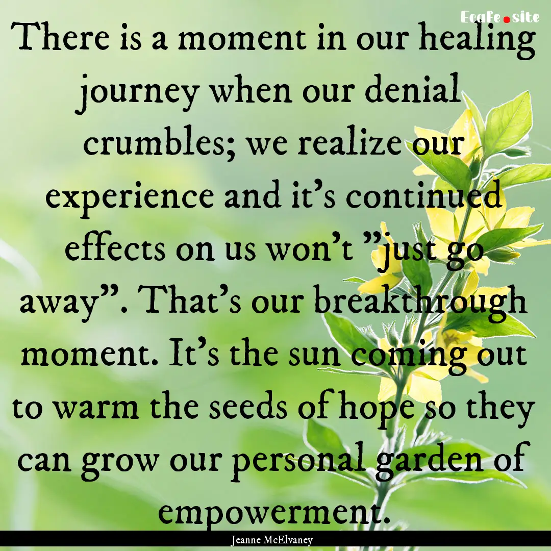 There is a moment in our healing journey.... : Quote by Jeanne McElvaney