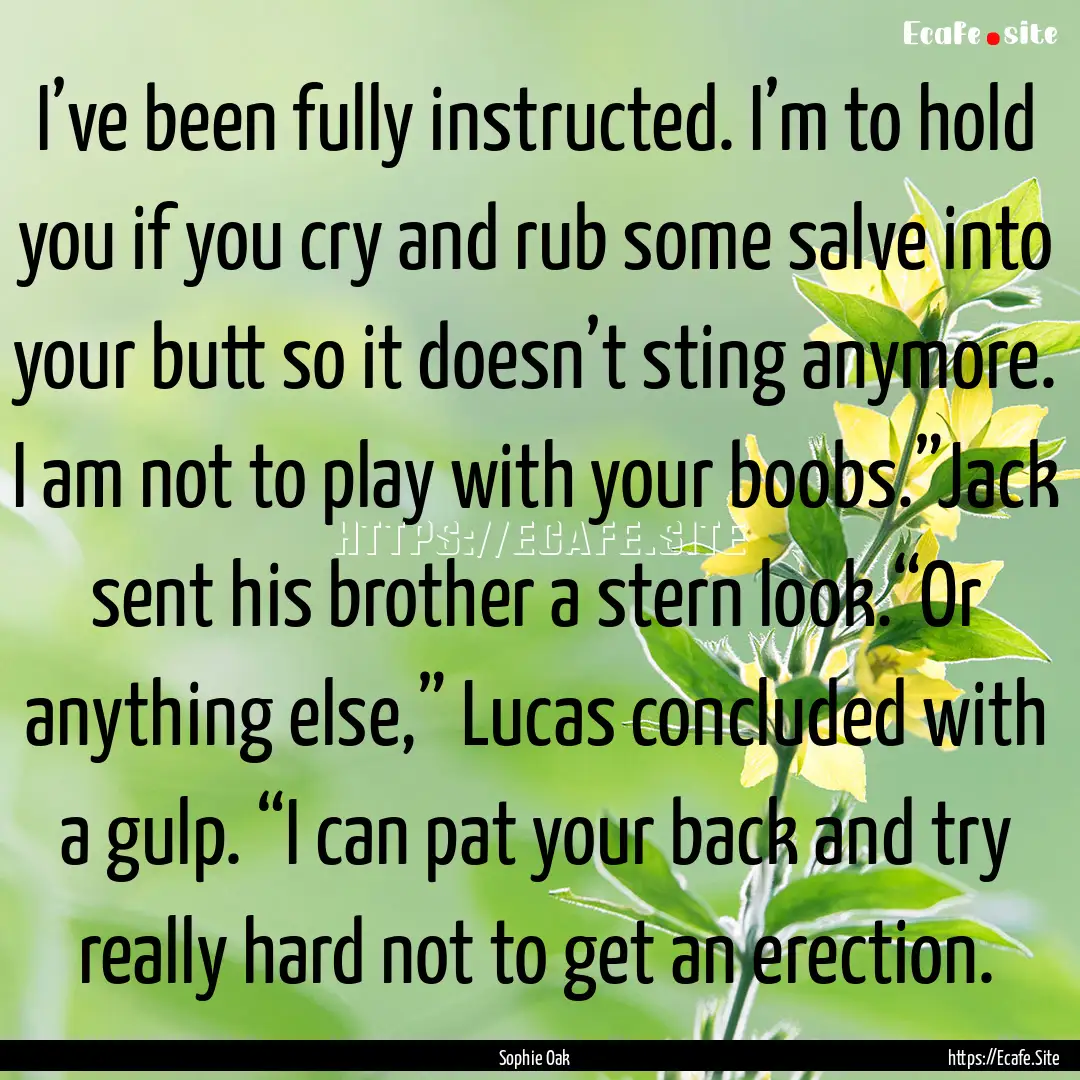 I’ve been fully instructed. I’m to hold.... : Quote by Sophie Oak