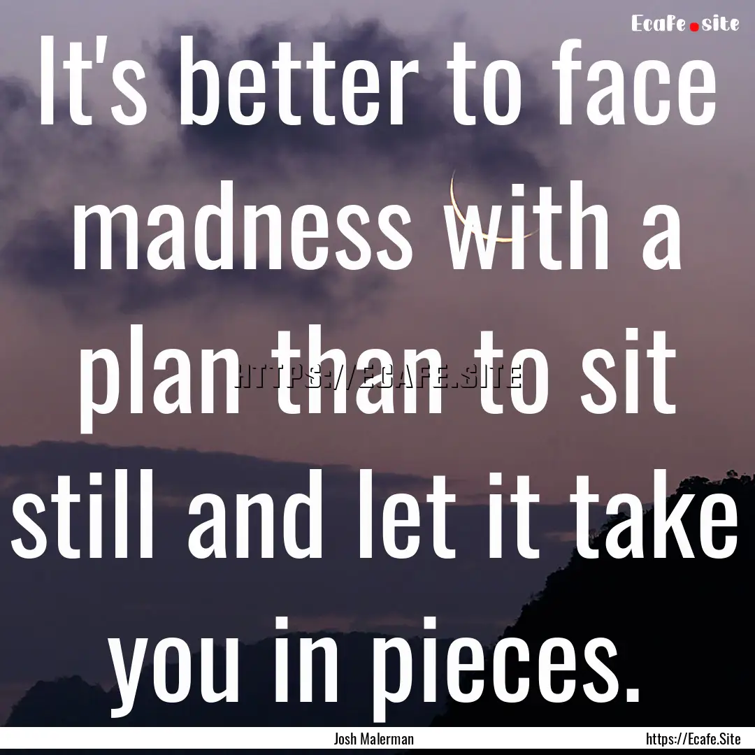 It's better to face madness with a plan than.... : Quote by Josh Malerman